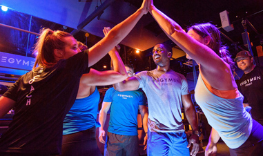 Regymen members high-fiving