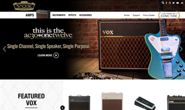 screenshot of VOX amplification website