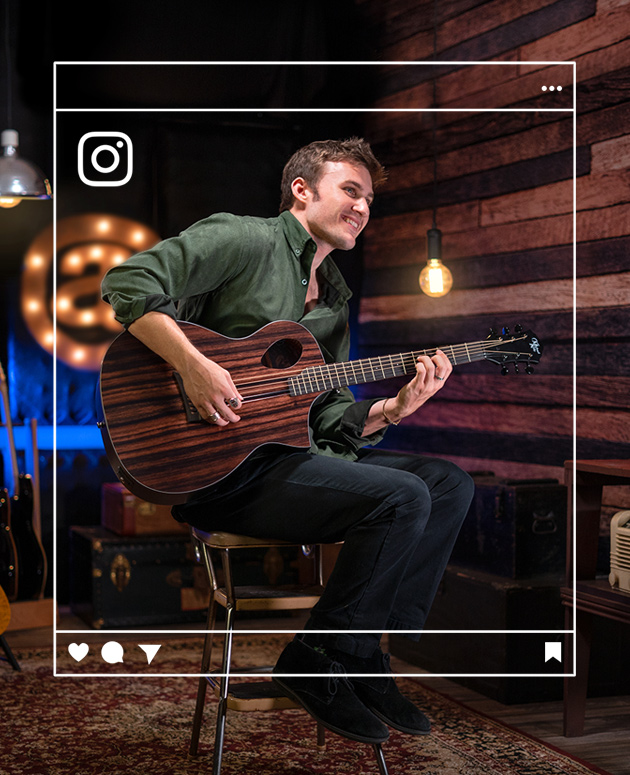 Instagram graphic framing man playing acoustic guitar