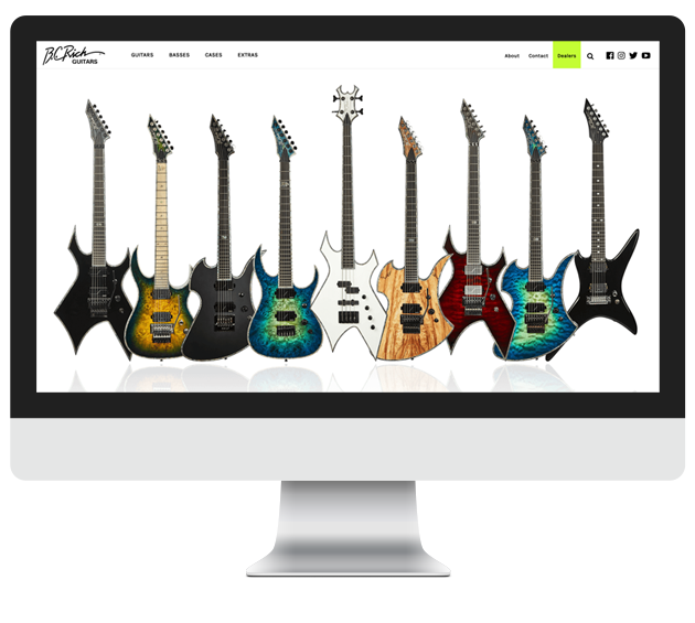 BC Rich website displayed on desktop computer