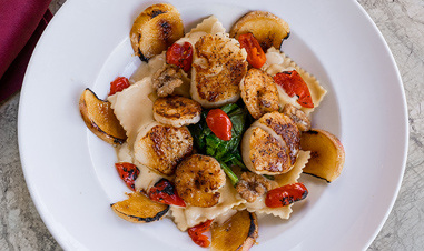 Carmel shrimp pasta dish