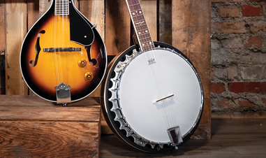 mandolin beside banjo